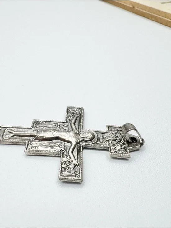 Vintage San Damiano Cross Blessings of St. Francis of Assisi Silver Toned - Picture 7 of 11